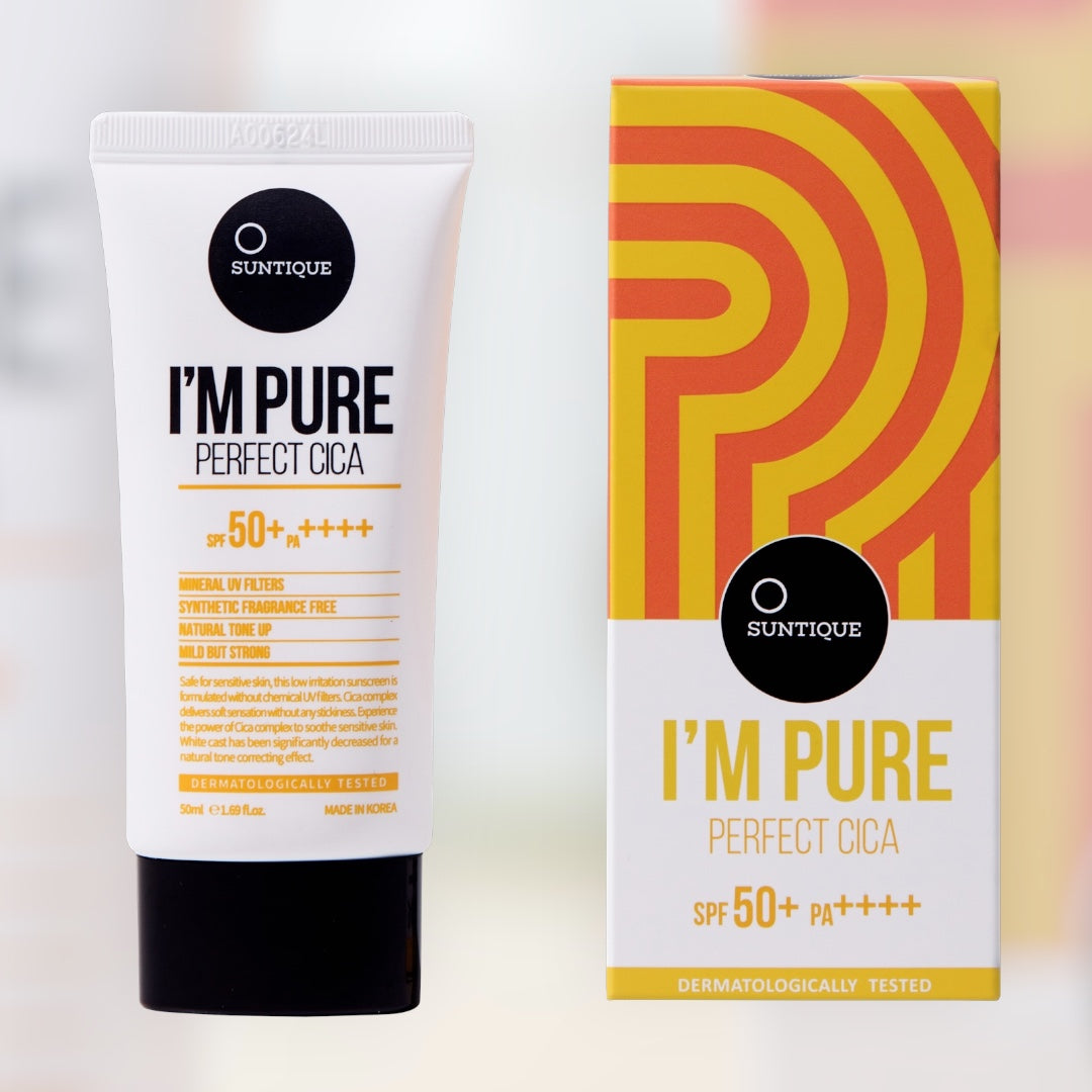 SUNTIQUE I’m Pure Cica Suncream SPF50+ – Αντηλιακή κρέμα με Cica για ευαίσθητο και ακνεϊκό δέρμα