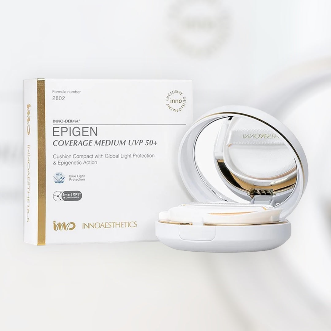 Innoaesthetics Epigen Coverage Medium UVP 50+ – αντηλιακό cushion με μεσαία κάλυψη και προστασία από φωτογήρανση – MEDITHEA